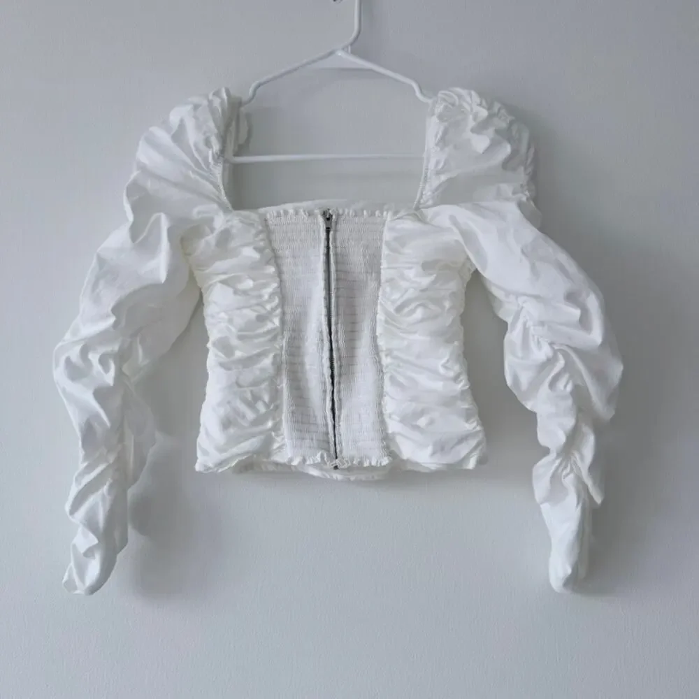 Reformation Joi Ruched Organic Cotton Top – White